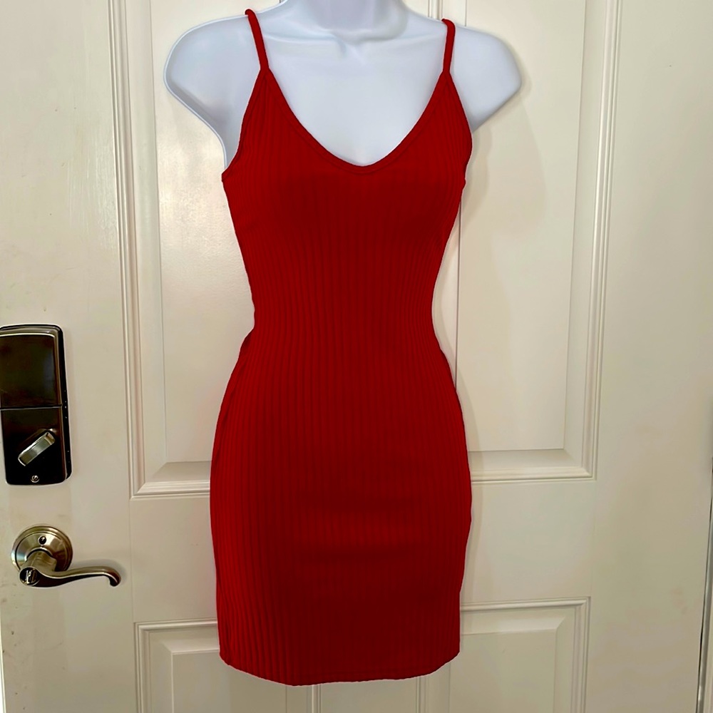 Stretch red fitted dress
